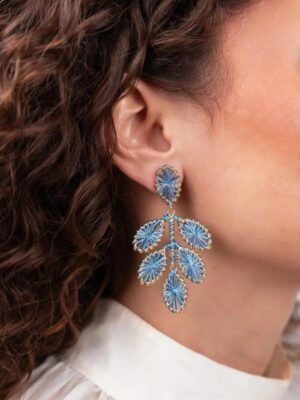 Lott -Blauwe Oorbellen Flower Leafs M Beatrice