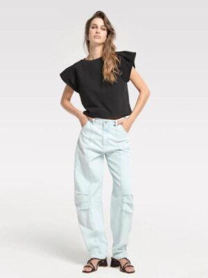 Homage - Barrel Jeans With Pleats - Bleached Blue